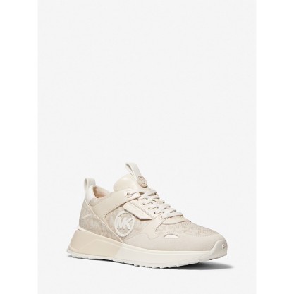 Theo Logo Jacquard and Leather Trainer