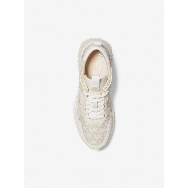 Theo Logo Jacquard and Leather Trainer