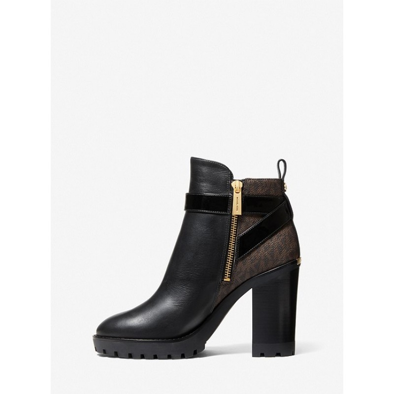 Clancy Logo and Leather Ankle Boot