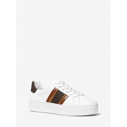 Poppy Faux Leather and Logo Stripe Sneakers
