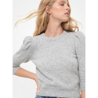 Knit Puff Sleeve Cropped Sweater
