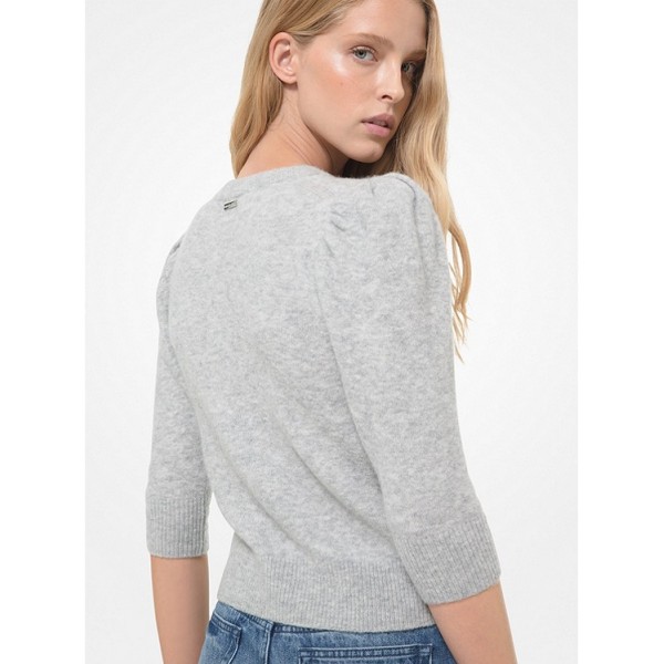 Knit Puff Sleeve Cropped Sweater
