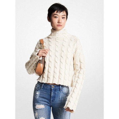 Cable Merino Wool Blend Sweater