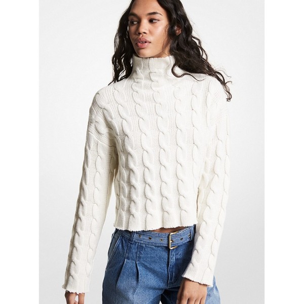 Cable Merino Wool Blend Sweater