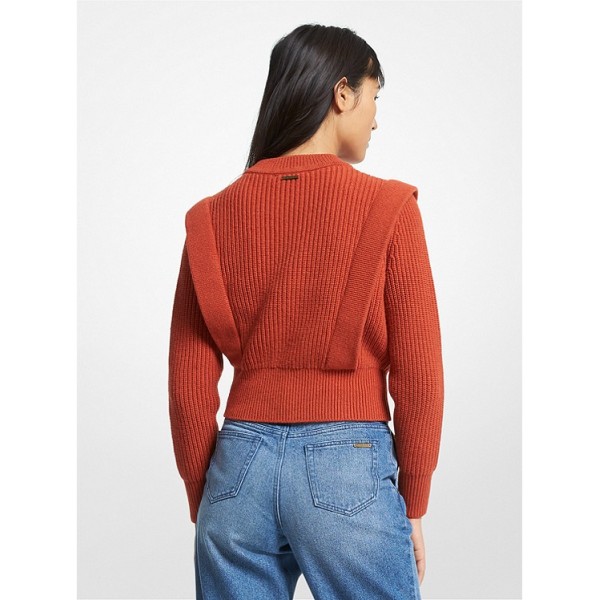Ribbed Wool Blend Cropped Sweater