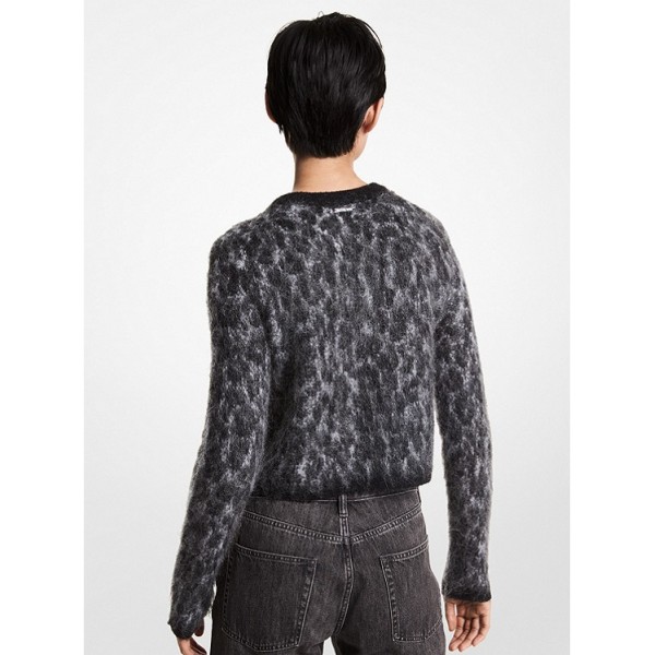 Leopard Jacquard Cropped Sweater