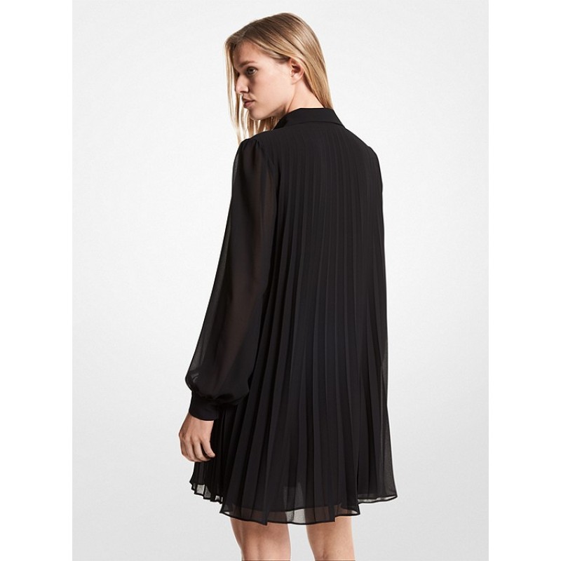 Georgette Pleated Shirtdress