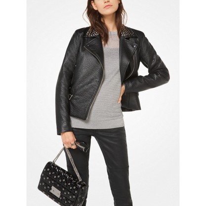 Studded Faux-Leather Jacket