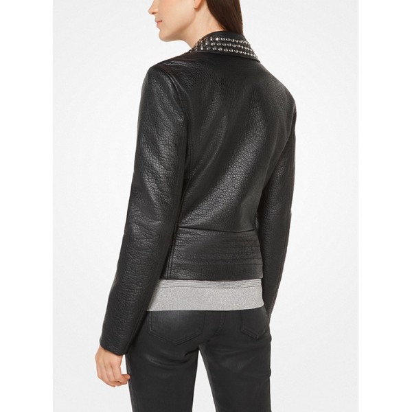 Studded Faux-Leather Jacket