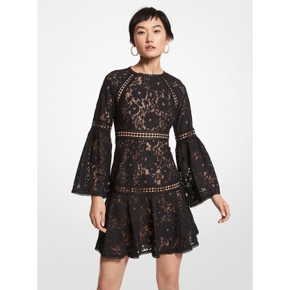 Floral Lace Bell-Sleeve Dress