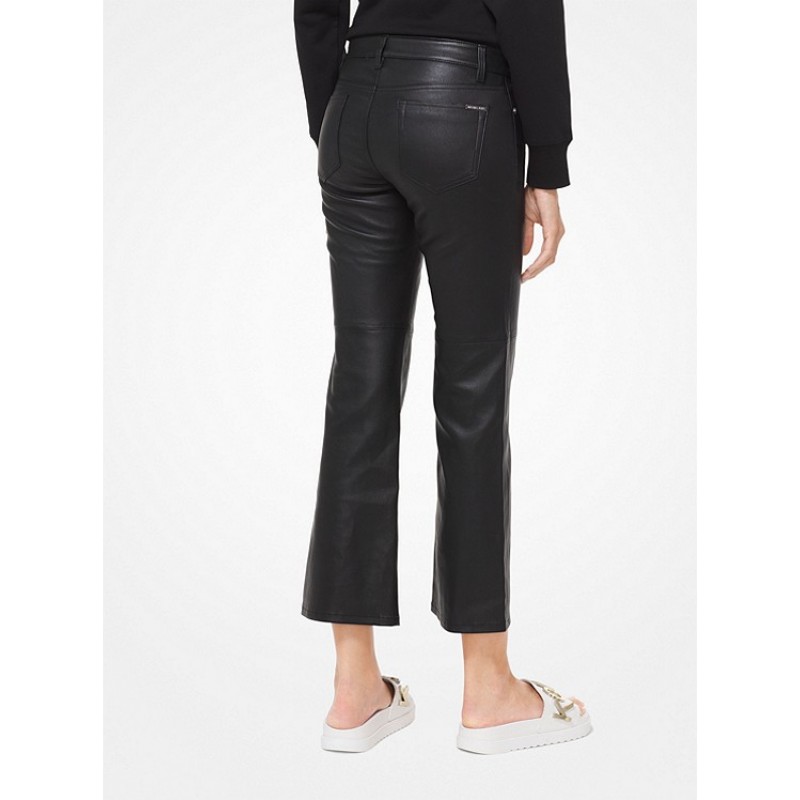 Izzy Leather Cropped Flared Pants
