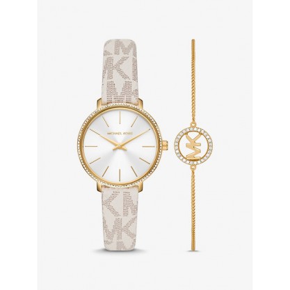 Pyper Logo and Gold-Tone Watch and Bracelet Set