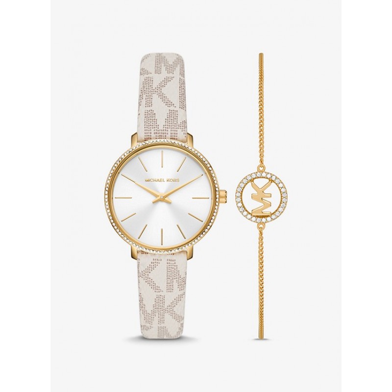 Pyper Logo and Gold-Tone Watch and Bracelet Set