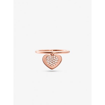 Precious Metal-Plated Sterling Silver Pavé Heart Ring