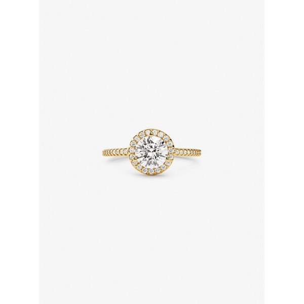 Precious Metal-Plated Sterling Silver Pavé Oversized Halo Ring