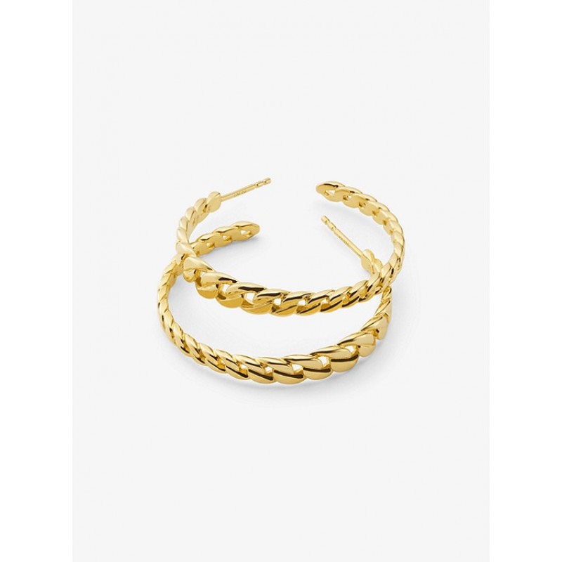 14K Gold-Plated Sterling Silver Curb Link Hoop Earrings