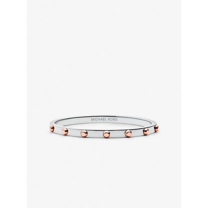 Precious Metal-Plated Sterling Silver Studded Bangle