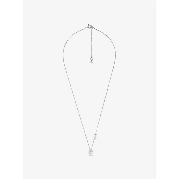 Sterling Silver Pavé Pear Shaped Necklace