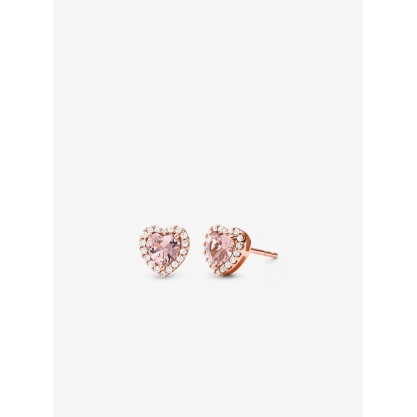 14K Rose Gold-Plated Sterling Silver Pavé Heart Stud Earrings