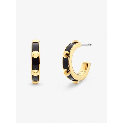 Studded Gold-Plated and Acetate Hoop Earrings