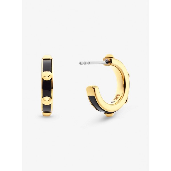 Studded Gold-Plated and Acetate Hoop Earrings