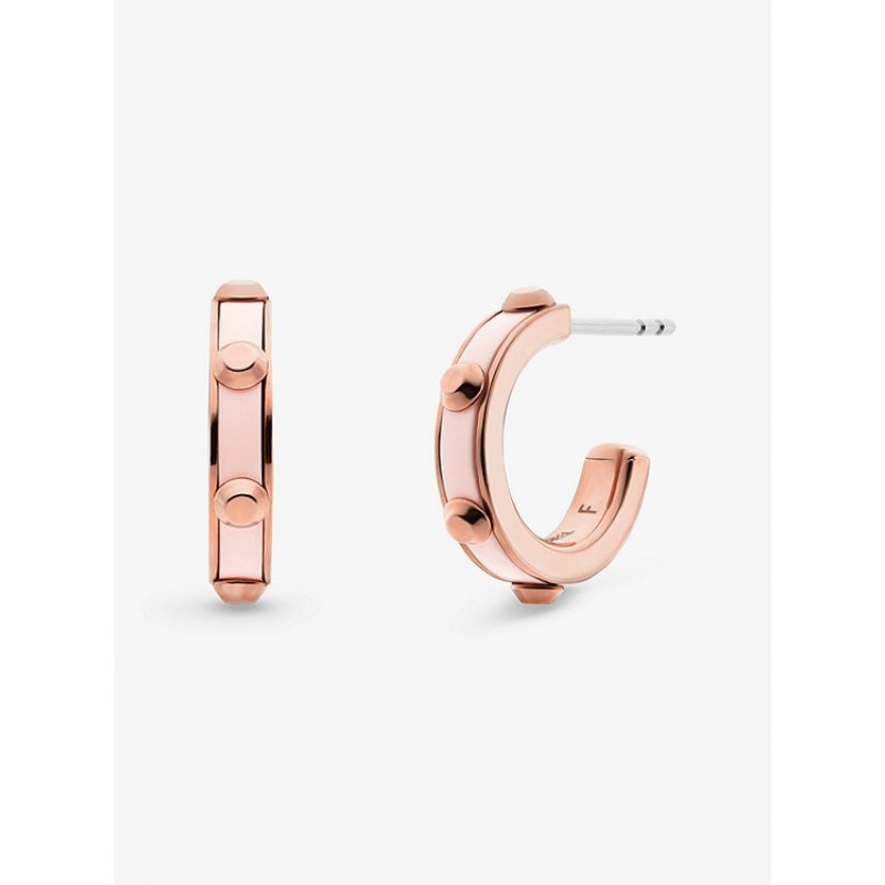 Studded Rose Gold-Plated and Acetate Hoop Earrings