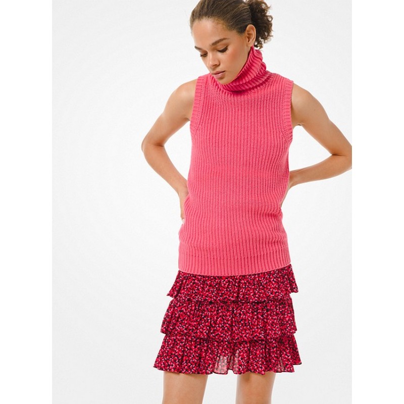 Petal Stretch Viscose Tiered Ruffle Skirt