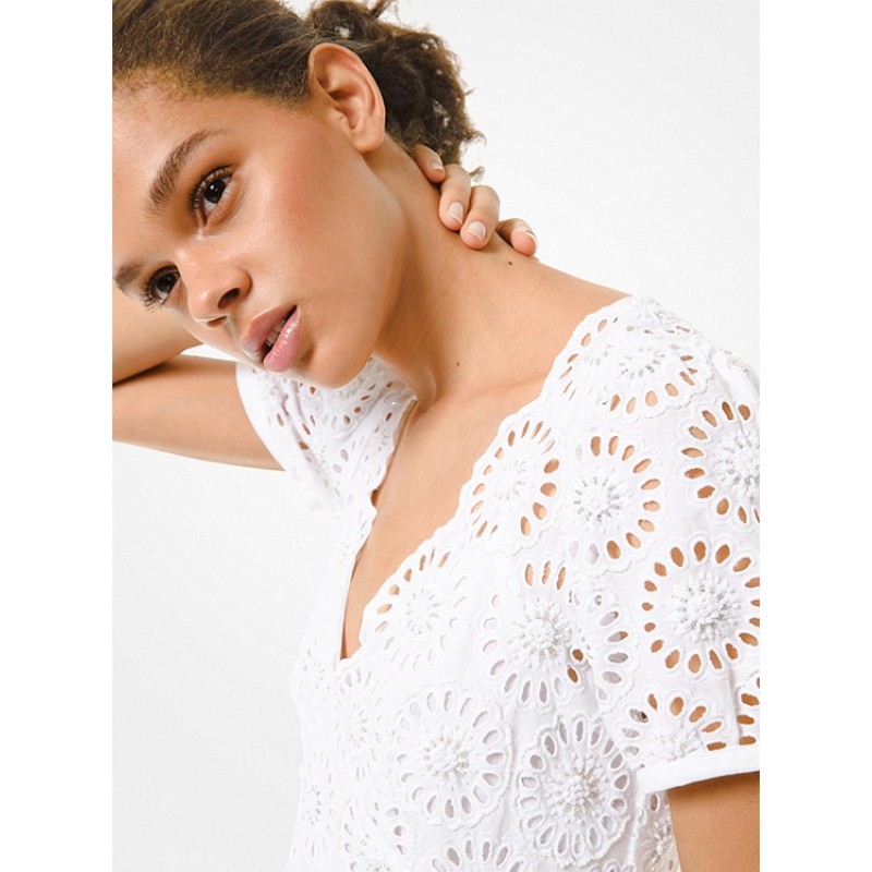 Embellished Broderie Anglaise Cotton Dress
