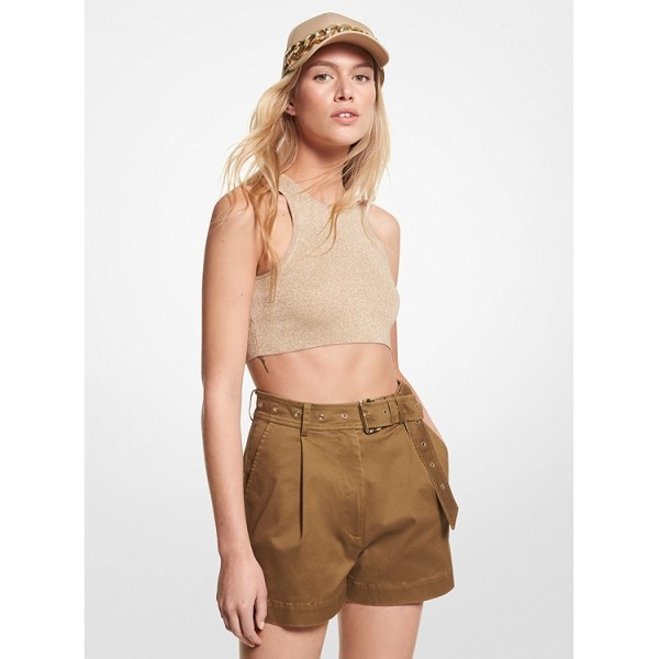Stretch Organic Cotton Belted Shorts
