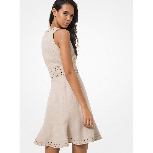 Lace-Up Washed Linen Dress
