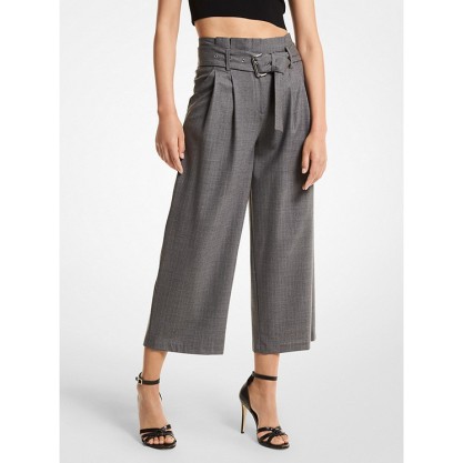 Striped Stretch Wool Cropped Trousers
