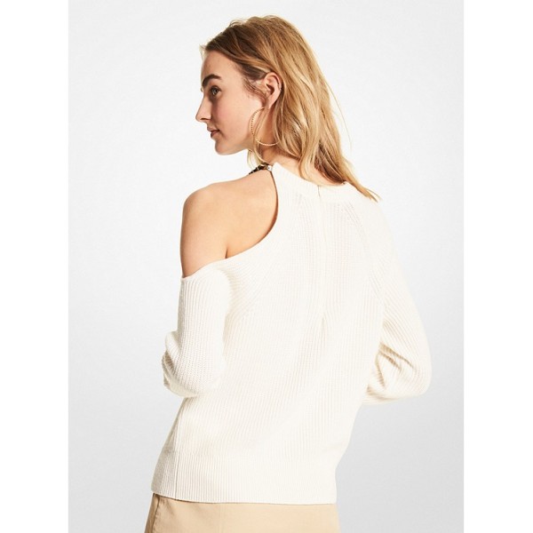 Ribbed Wool Blend Asymmetric Sweater